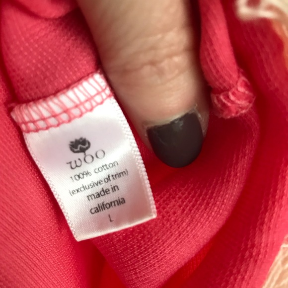 WOO Cotton Coral Fringe Kaftan Peasant Tunic Top or Beach Cover Up Sz L - Picture 5 of 9